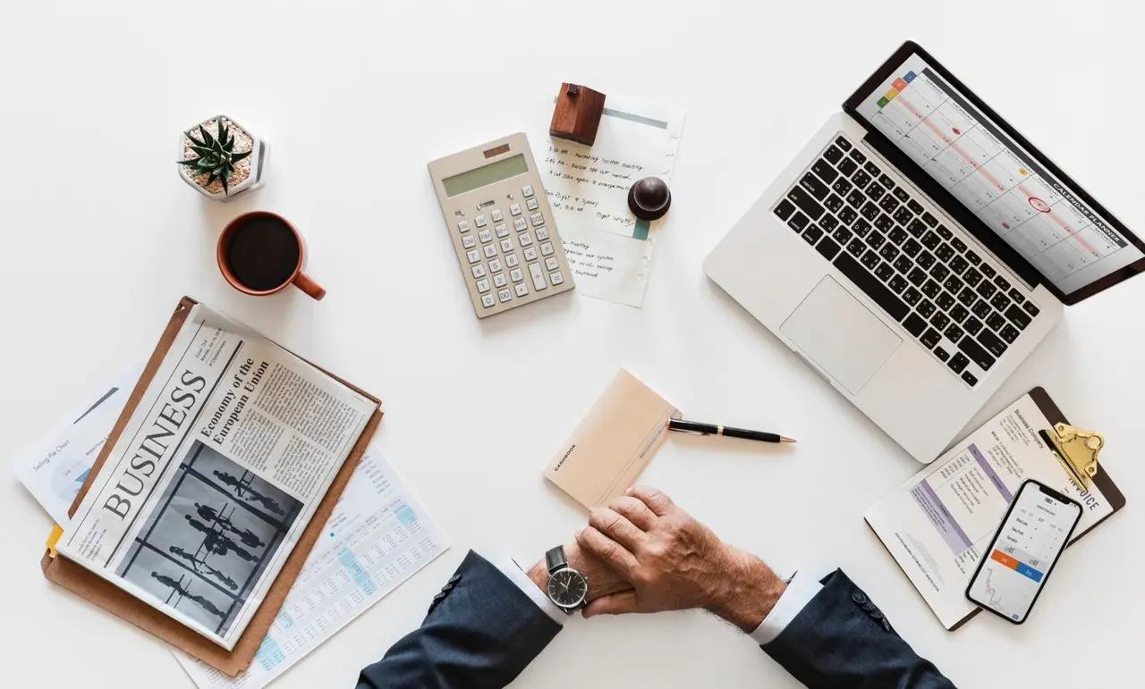 Laptop and man getting ready for investment