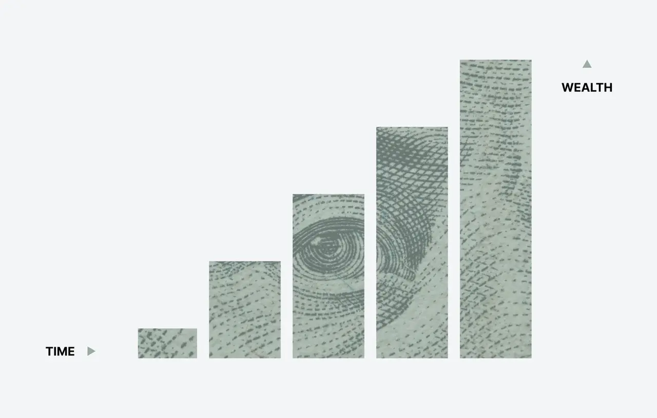 Grid chart showing a progression of wealth