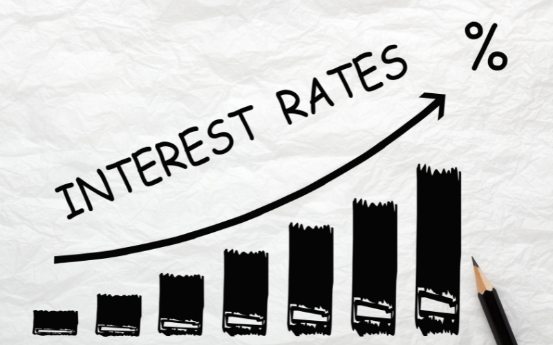 Graph showing rising interest rates.